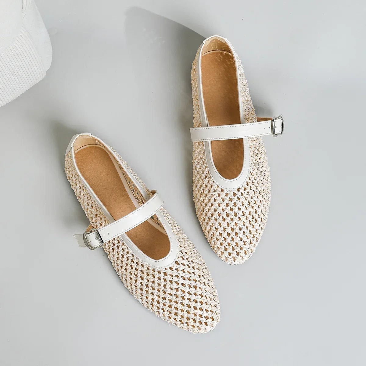 Beatrice Hollow Weave Mary Jane Flats
