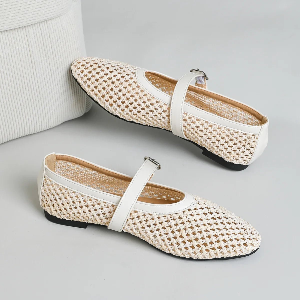 Beatrice Hollow Weave Mary Jane Flats
