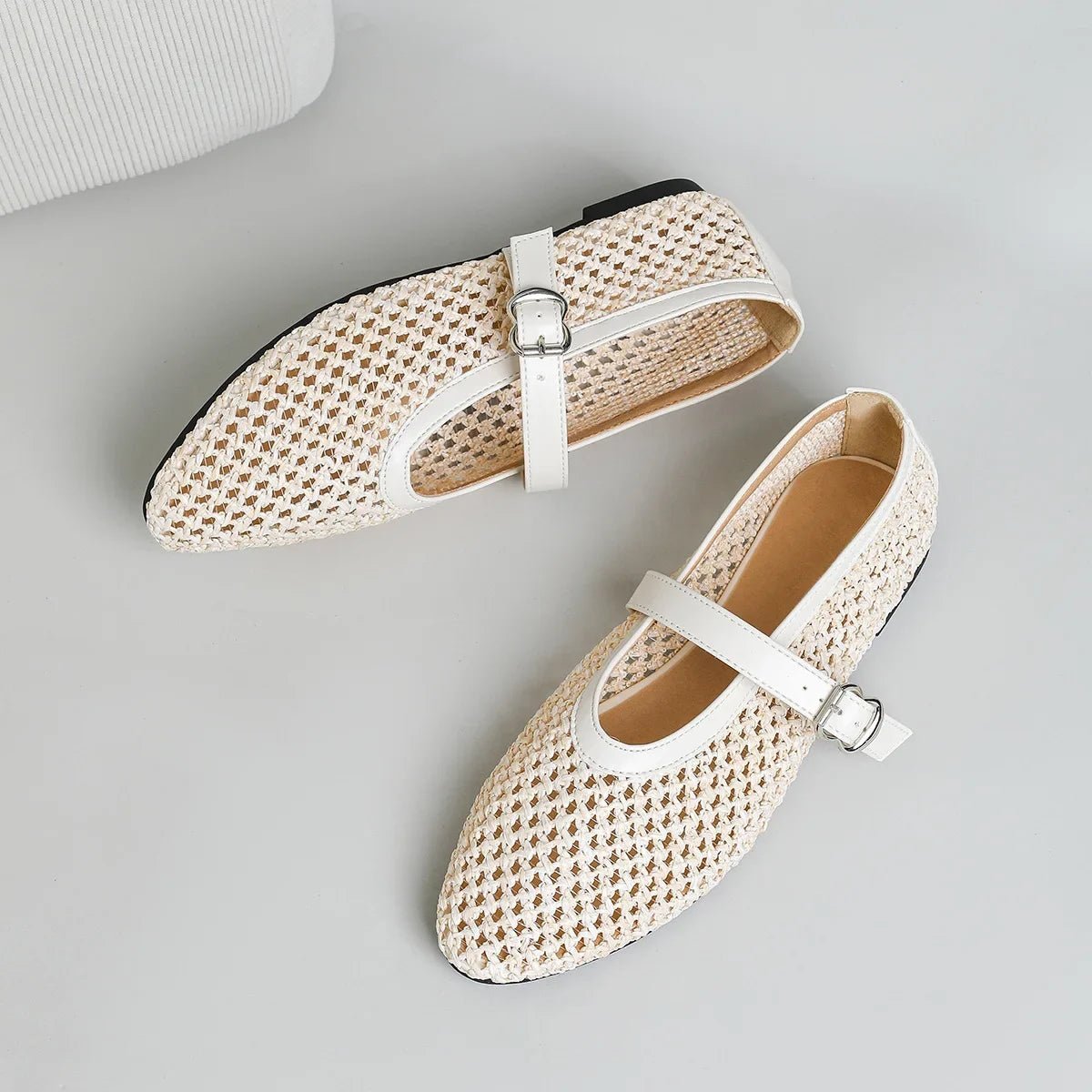 Beatrice Hollow Weave Mary Jane Flats