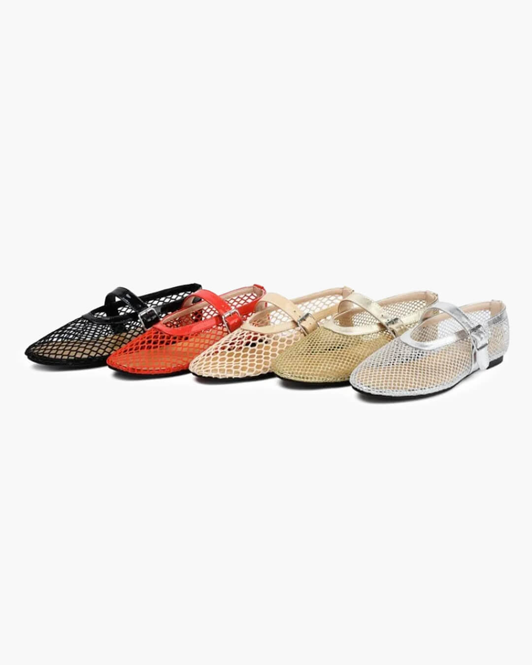 Bianca Buckled Mesh Ballet Flats