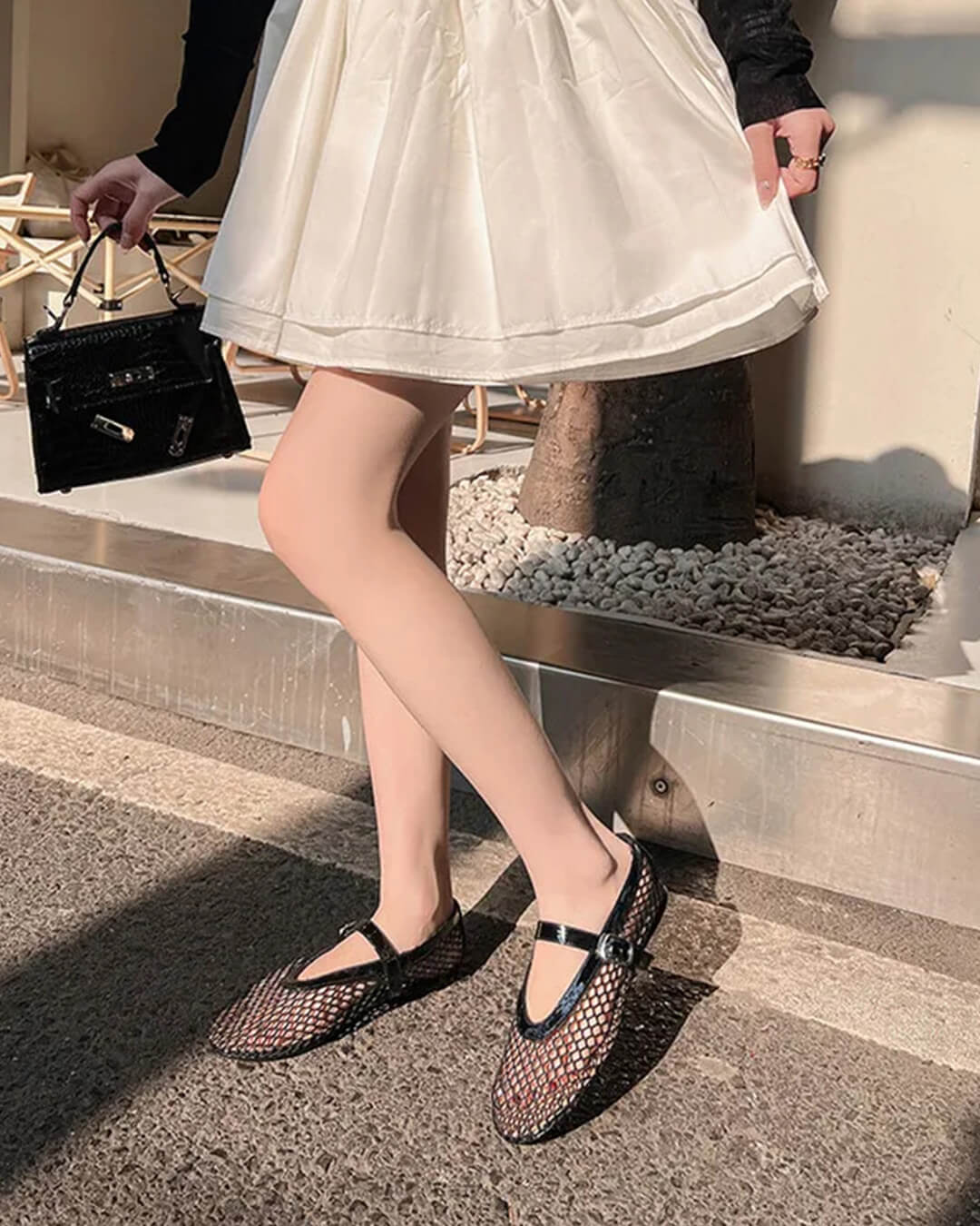 Bianca Buckled Mesh Ballet Flats