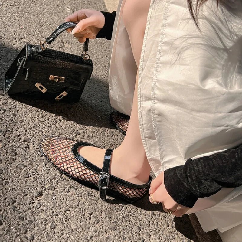 Bianca Buckled Mesh Ballet Flats