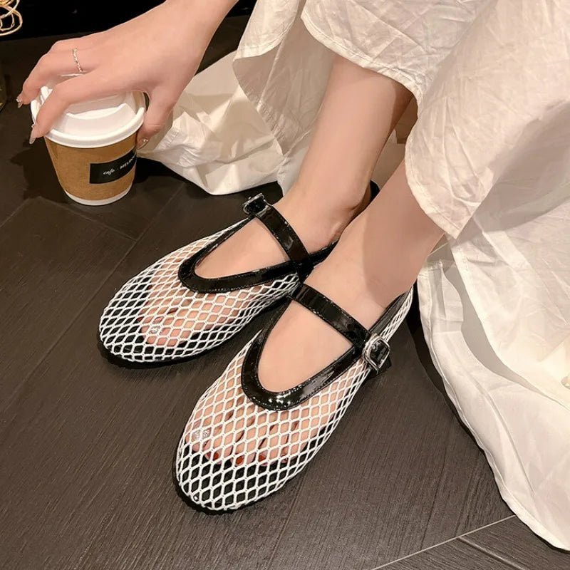 Bianca Buckled Mesh Ballet Flats