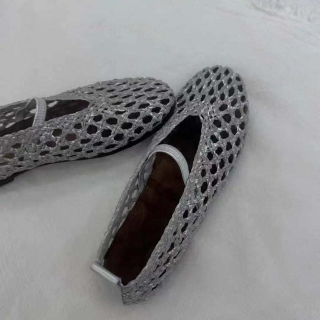 Francesca Hollow Woven Flat Shoes