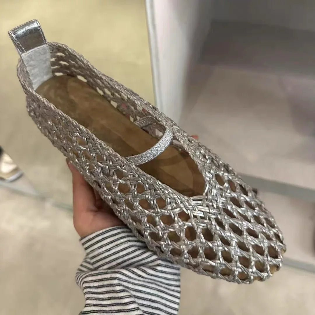 Francesca Hollow Woven Flat Shoes