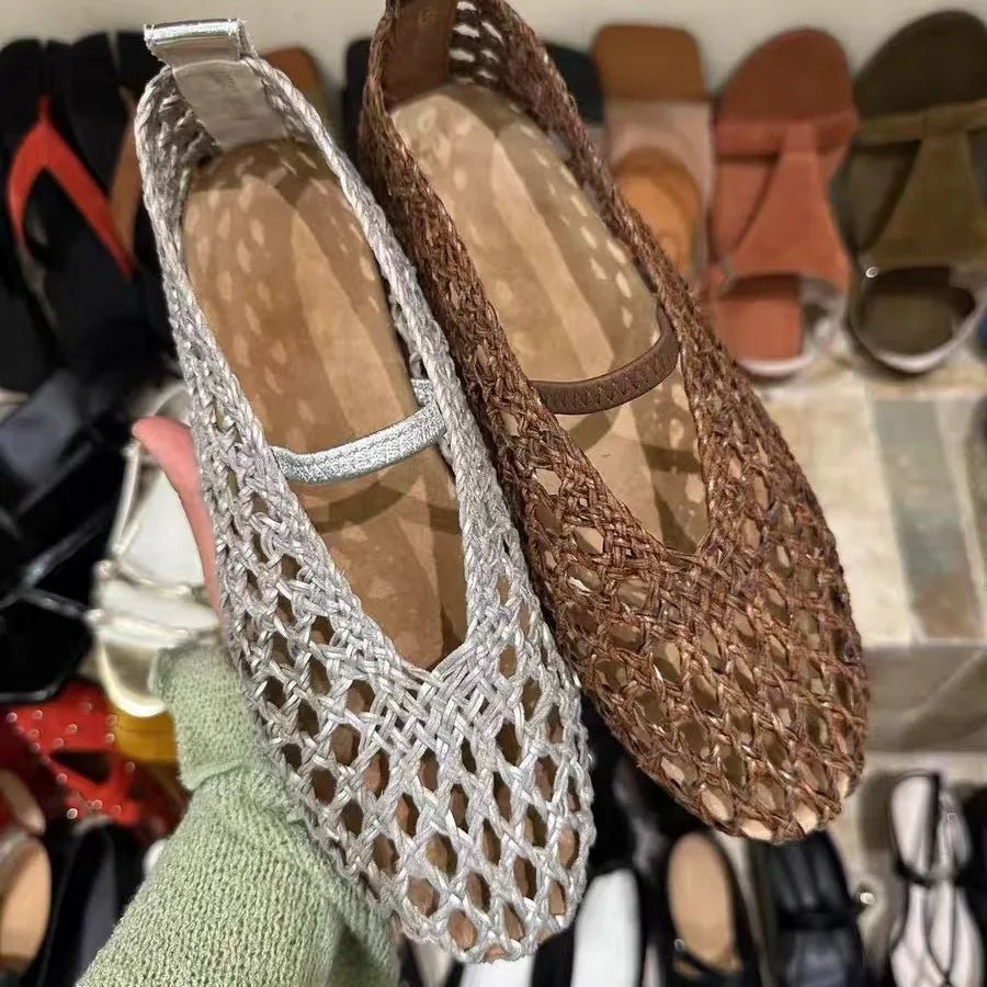 Francesca Hollow Woven Flat Shoes