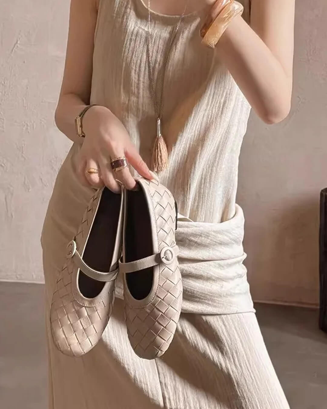 Lisbeth Woven Leather Flat Shoes