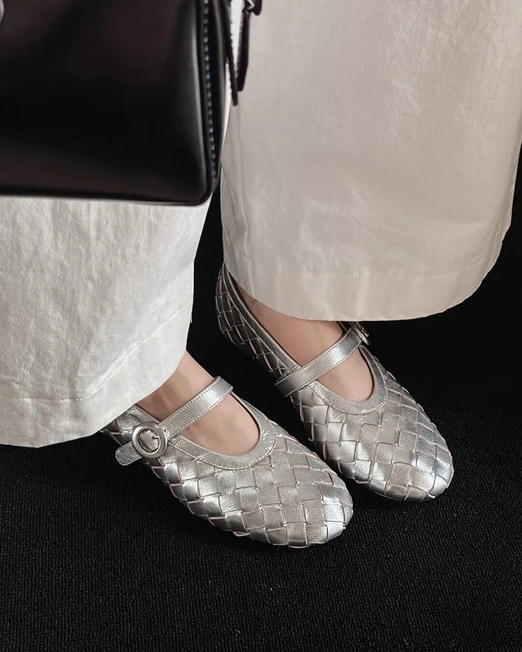 Lisbeth Woven Leather Flat Shoes
