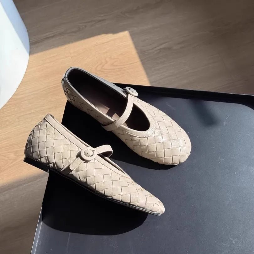 Lisbeth Woven Leather Flat Shoes