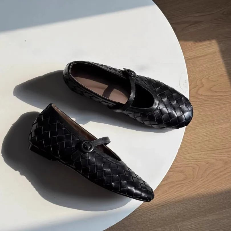 Lisbeth Woven Leather Flat Shoes