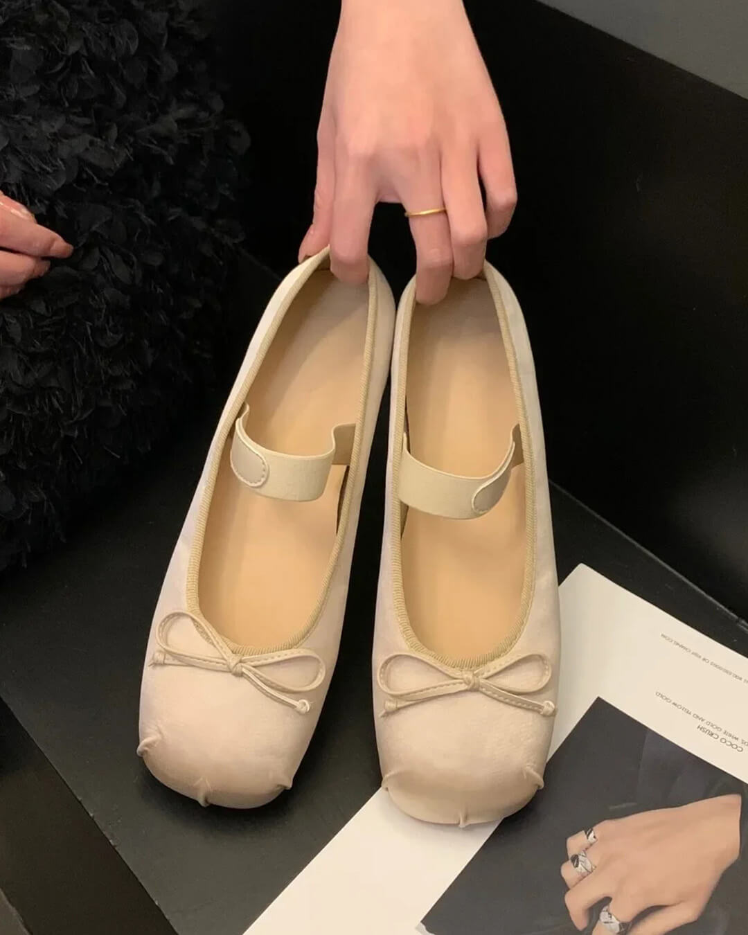 Pamela Bowtie Satin Ballet Flats