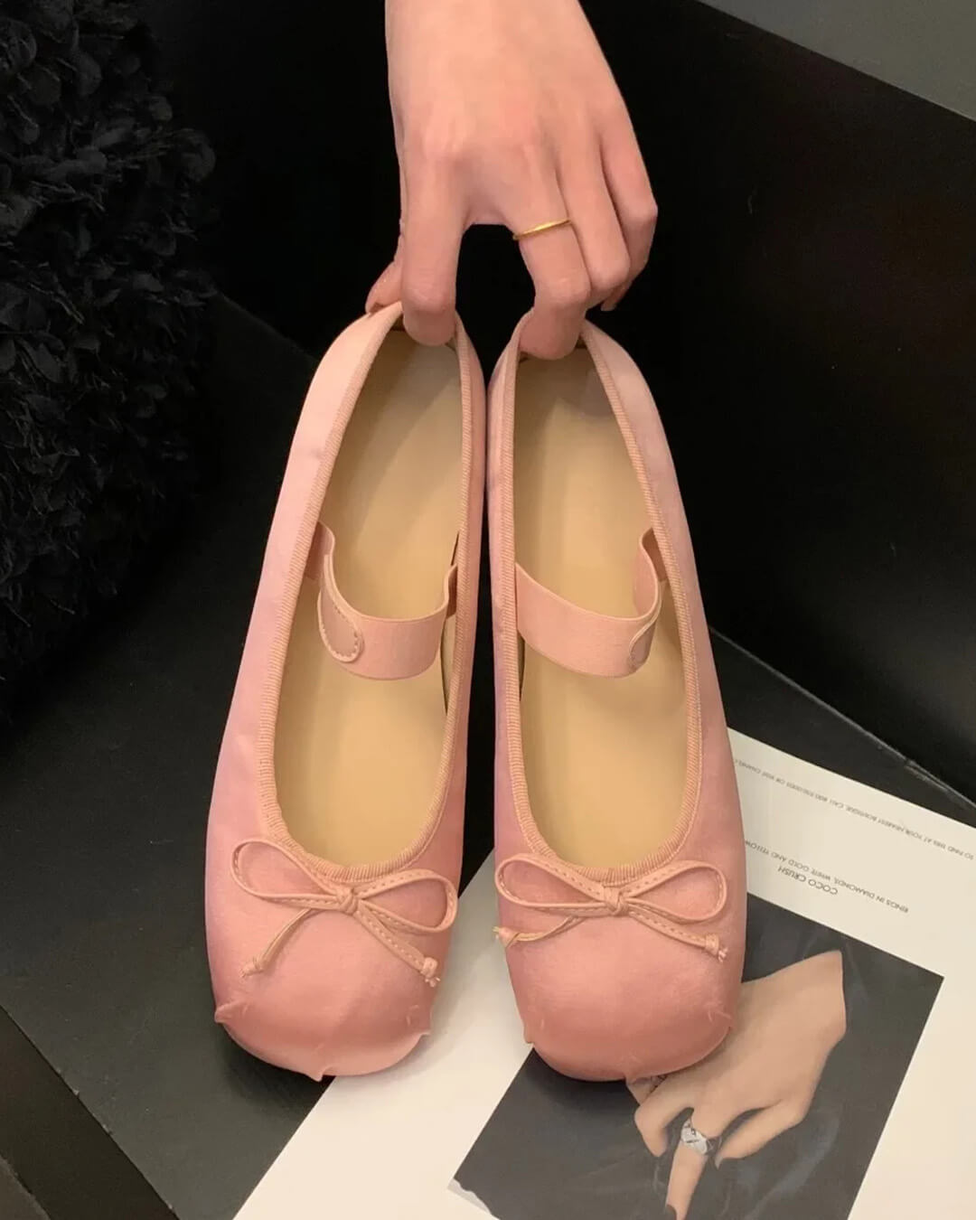 Pamela Bowtie Satin Ballet Flats