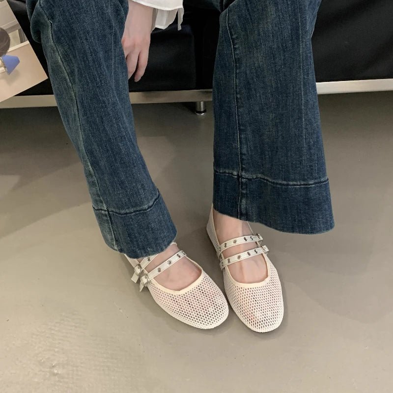 Valerie Buckled Mesh Ballet Flats