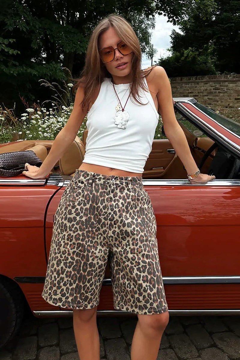 Lyric Leopar Desenli Pamuklu Şort