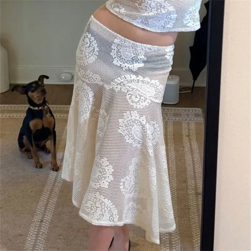 Sabrina Paisley Dantel Midi Etek