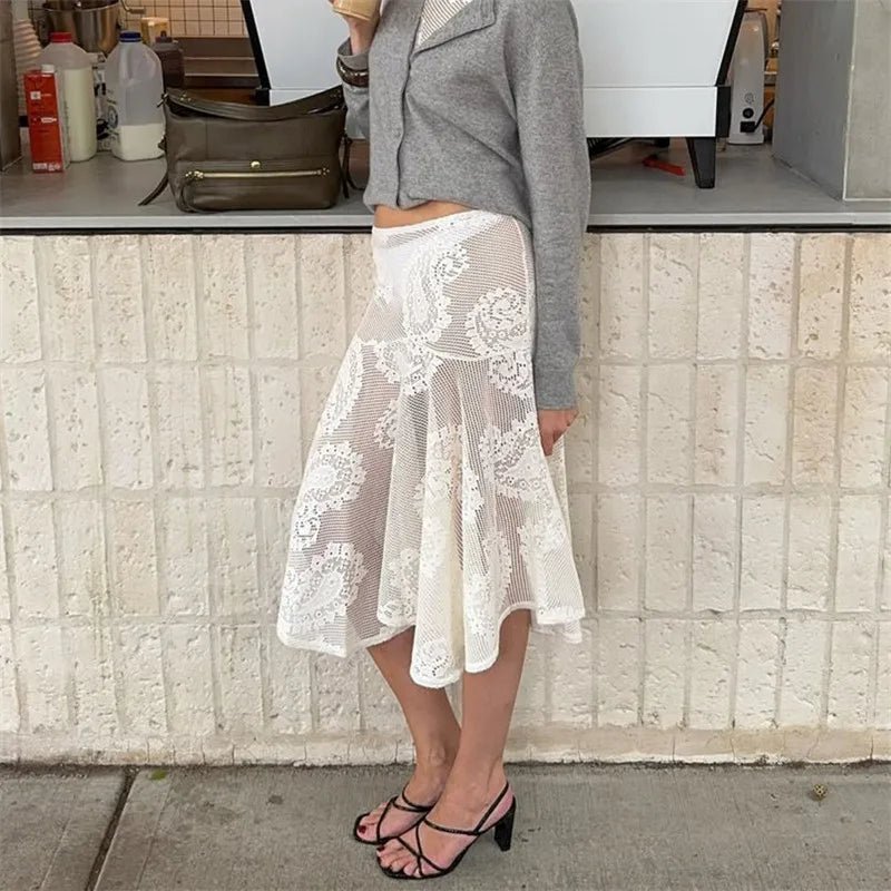 Sabrina Paisley Dantel Midi Etek