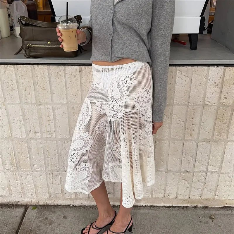 Sabrina Paisley Dantel Midi Etek