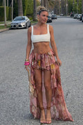 Bianca Floral Ruffled Asymmetrical Skirt
