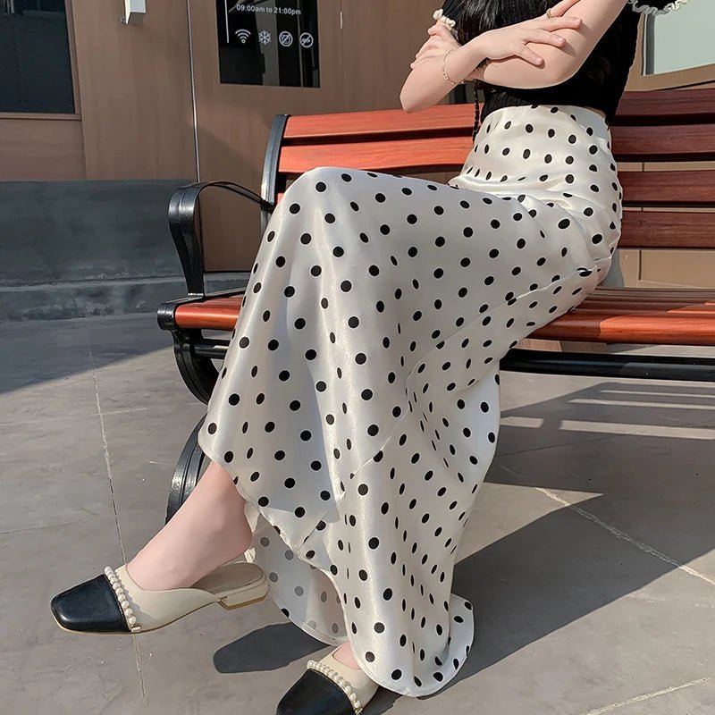 Bianca Puantiyeli Denizkızı Midi Etek