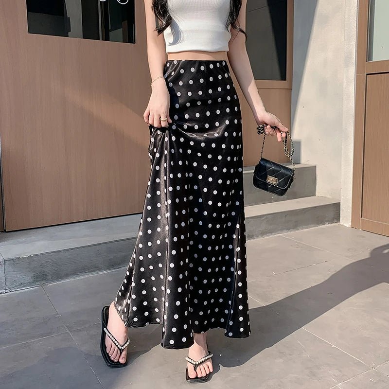 Bianca Puantiyeli Denizkızı Midi Etek