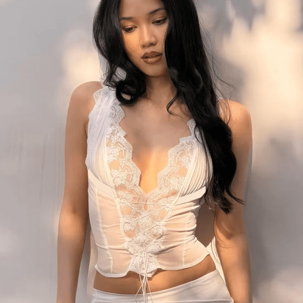 Guinevere Lace Trim Tie Back Skirt Set