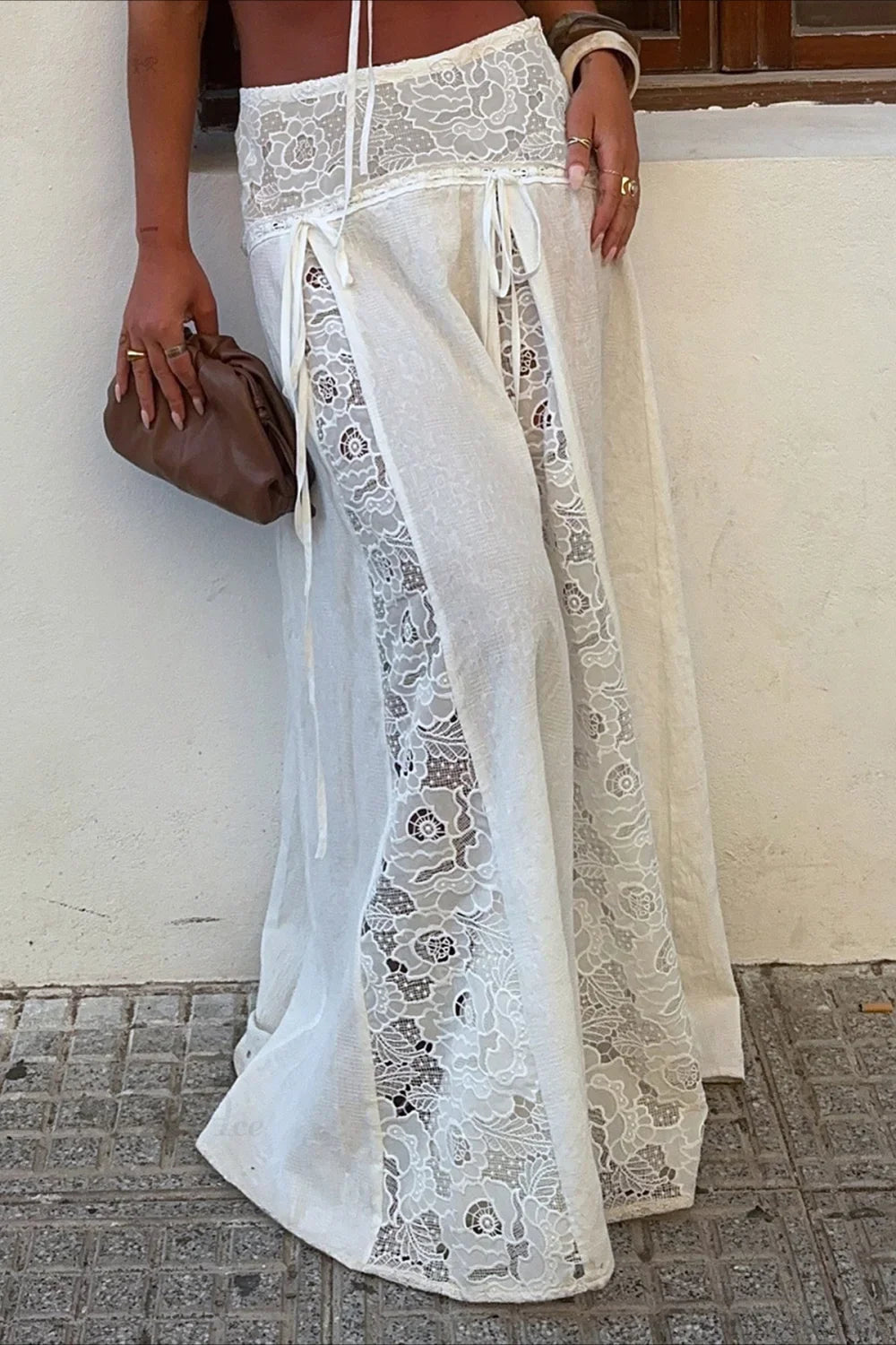 Afsana Boho Lace Patchwork Maxi Skirt