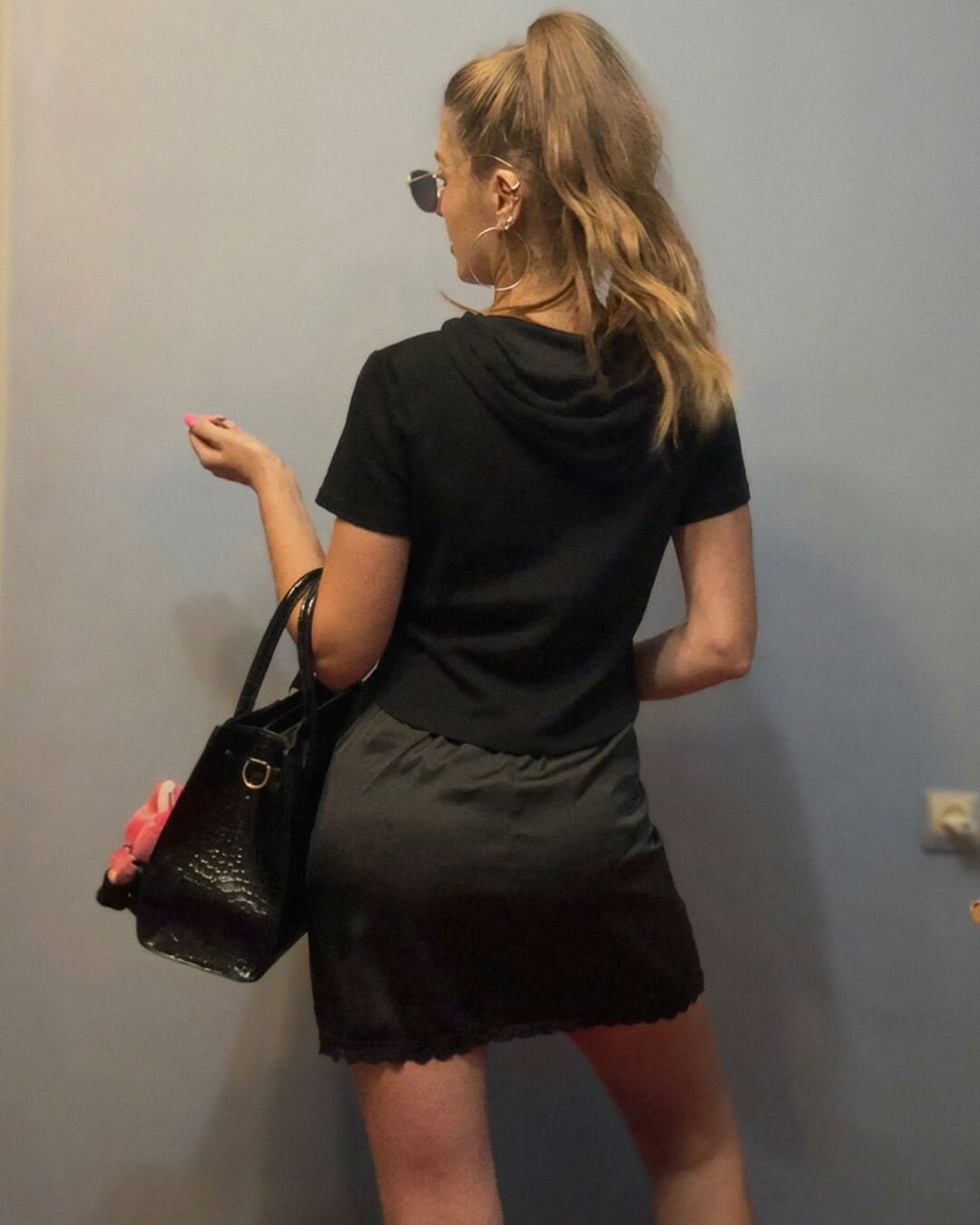 Johana Dantel Detaylı Saten Mini Etek