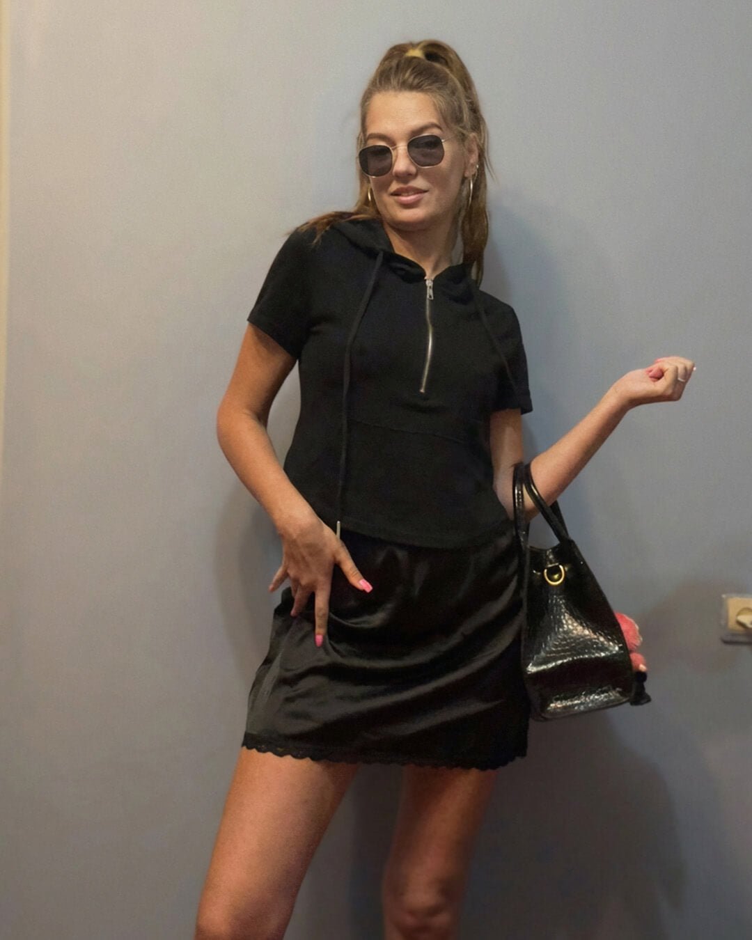 Johana Dantel Detaylı Saten Mini Etek