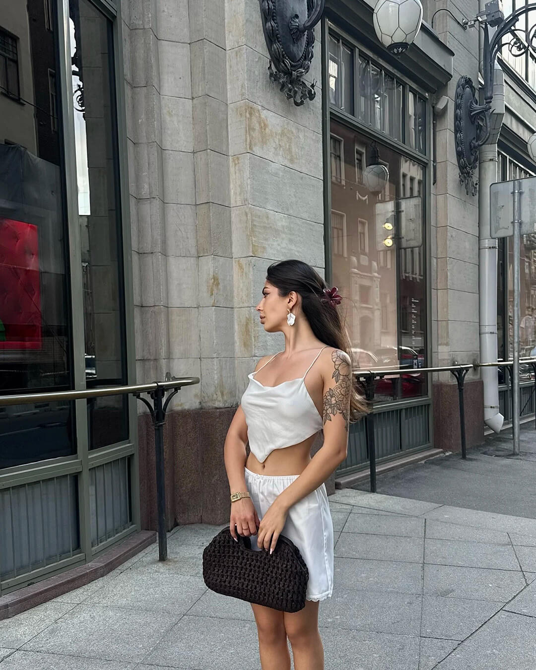 Johana Dantel Detaylı Saten Mini Etek