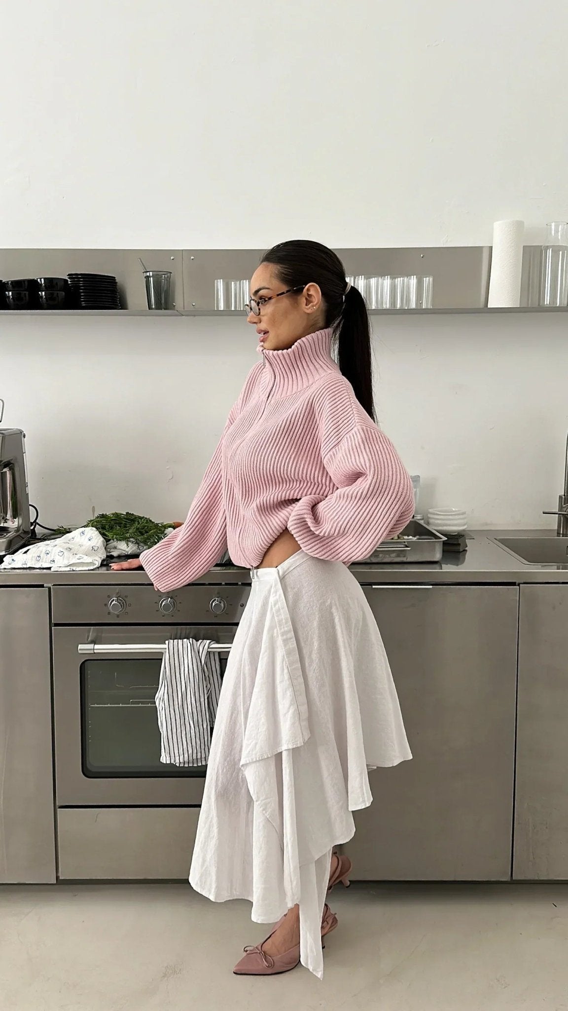 Daniela Oversized Ribbed Zip-Up Sweater