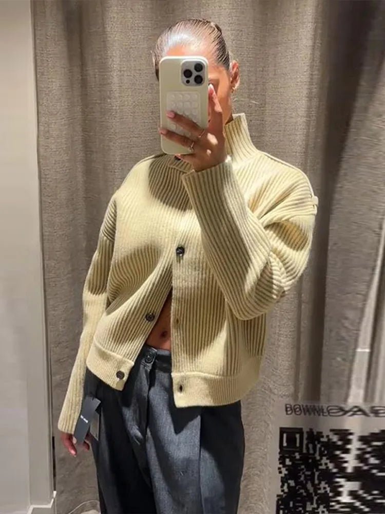 Sandra Stand Collar Knitted Cardigan