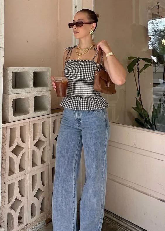 Jessica Vintage Plaid Tank Top