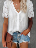 Beatrice V-Neck Lace Sleeve Top