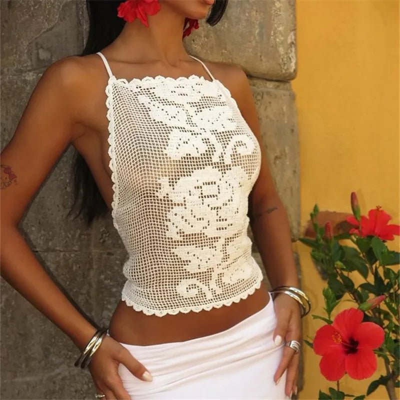 Indigo Bohemian Crochet Cami Top