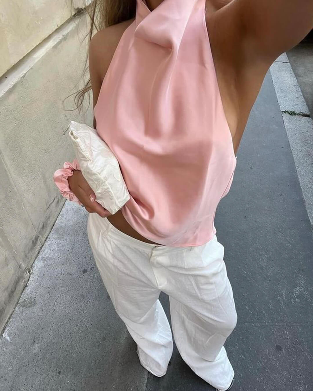 Anastasia Askılı Sırtı Açık Saten Bluz