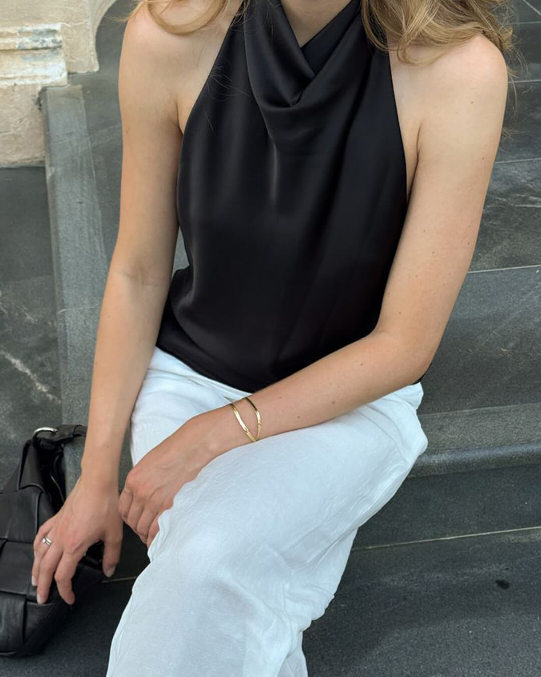Anastasia Askılı Sırtı Açık Saten Bluz
