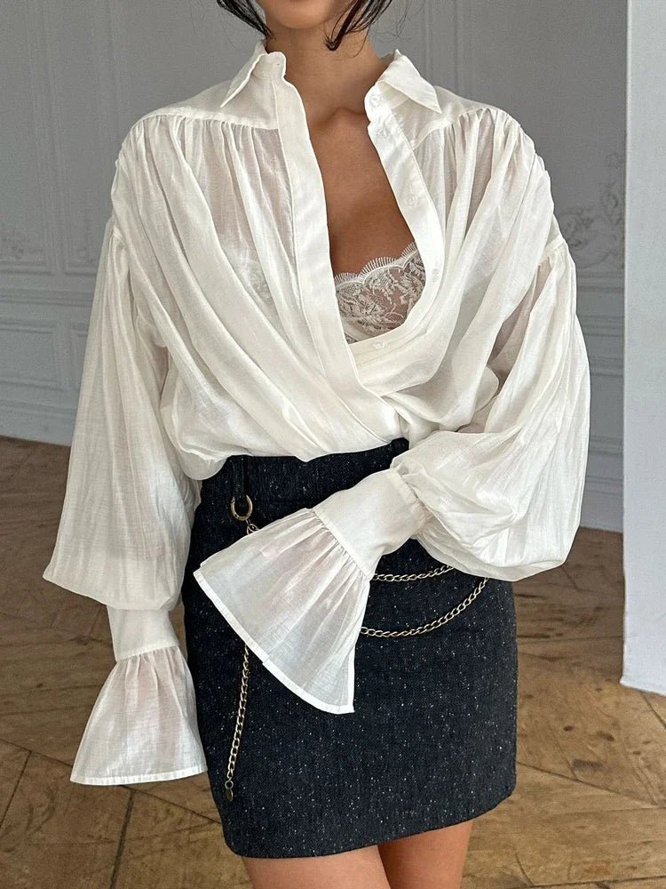 Brielle Button Down Sheer Blouse