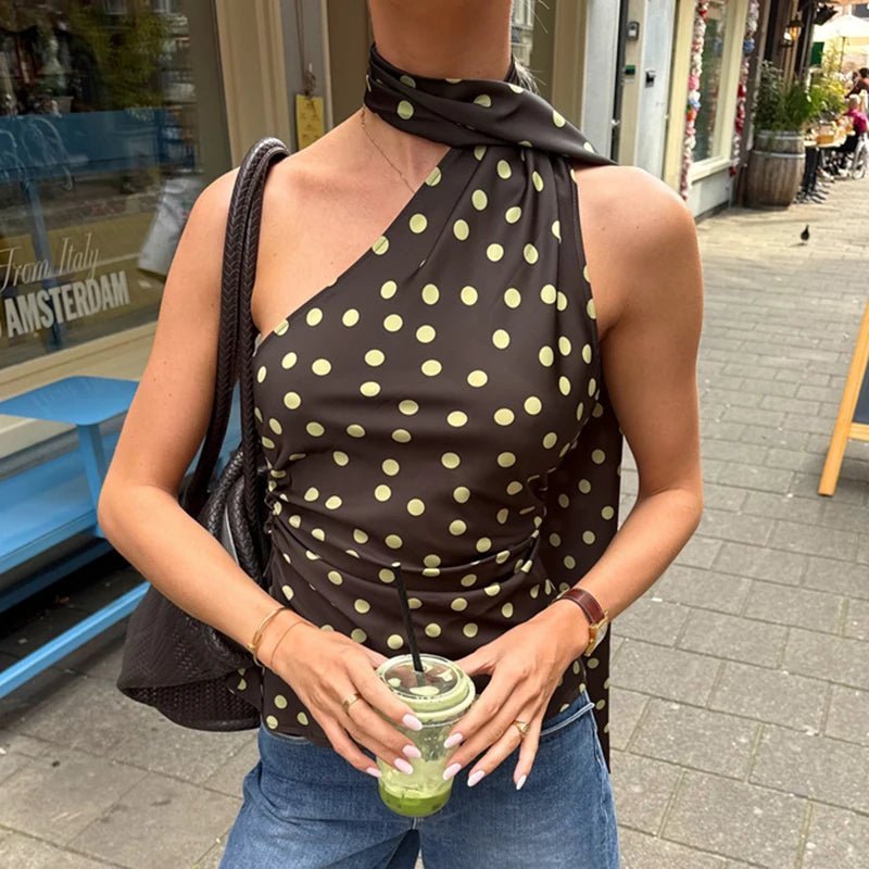 Brielle Polka Dot Halter Neck Blouse