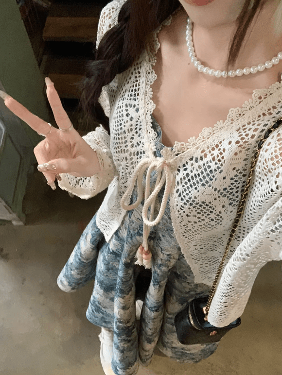 Camila Crochet Drawstring Beach Cover-Up