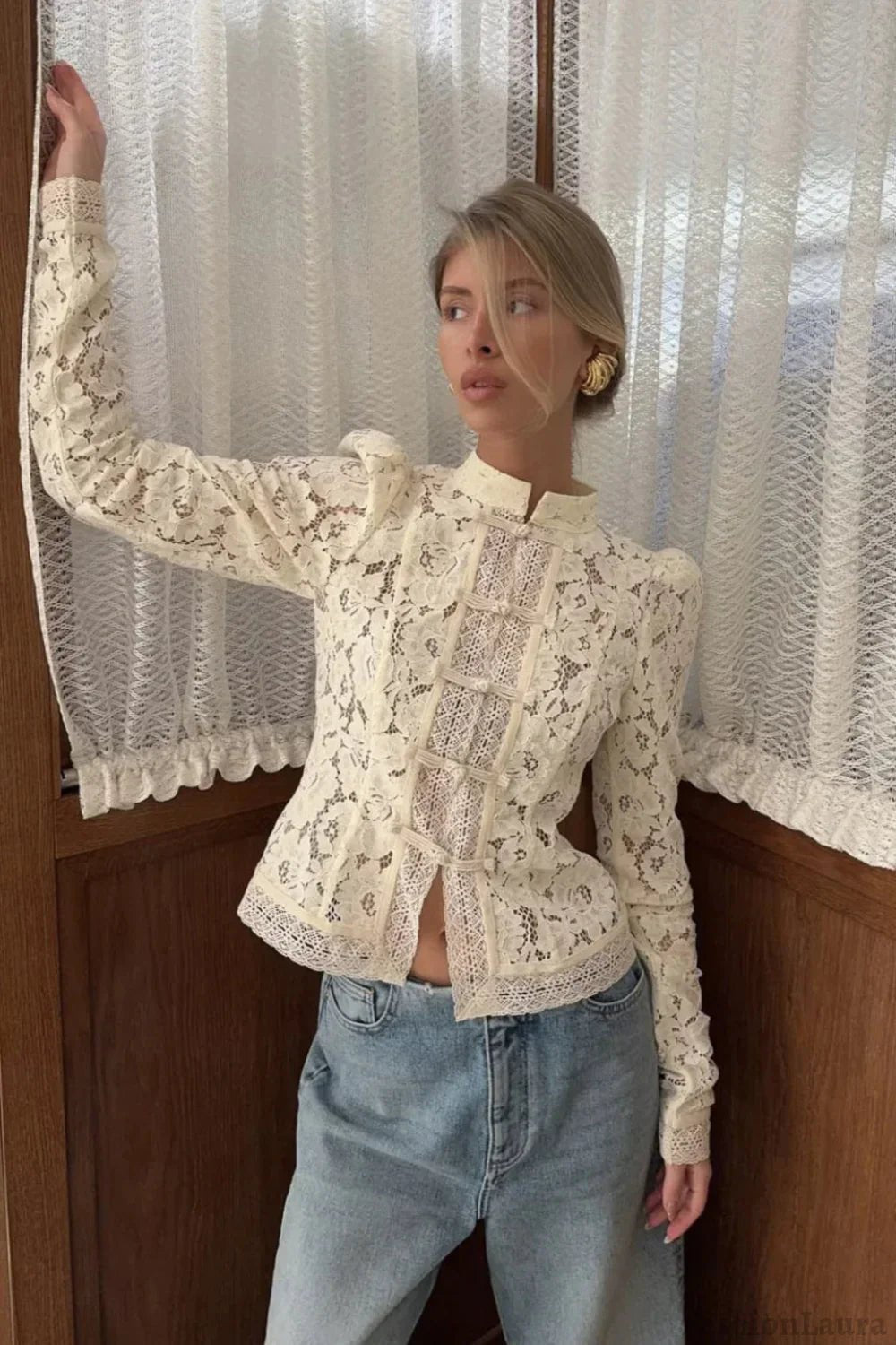 Claire Elegant Lace Blouse