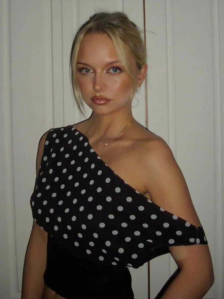 Dianne Skew Collar Polka Dot Top