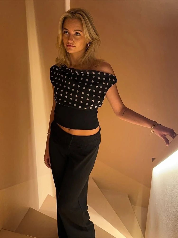 Dianne Skew Collar Polka Dot Top
