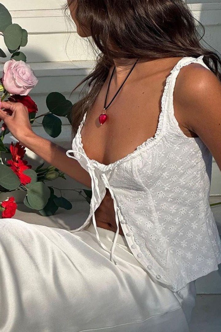 Janna Floral Jacquard Lace Tank Top