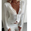 Sophia Ribbed Button-Up Blouse