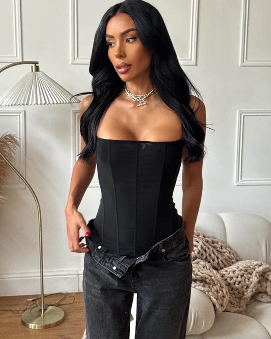 Kelly Saten Korse Üst