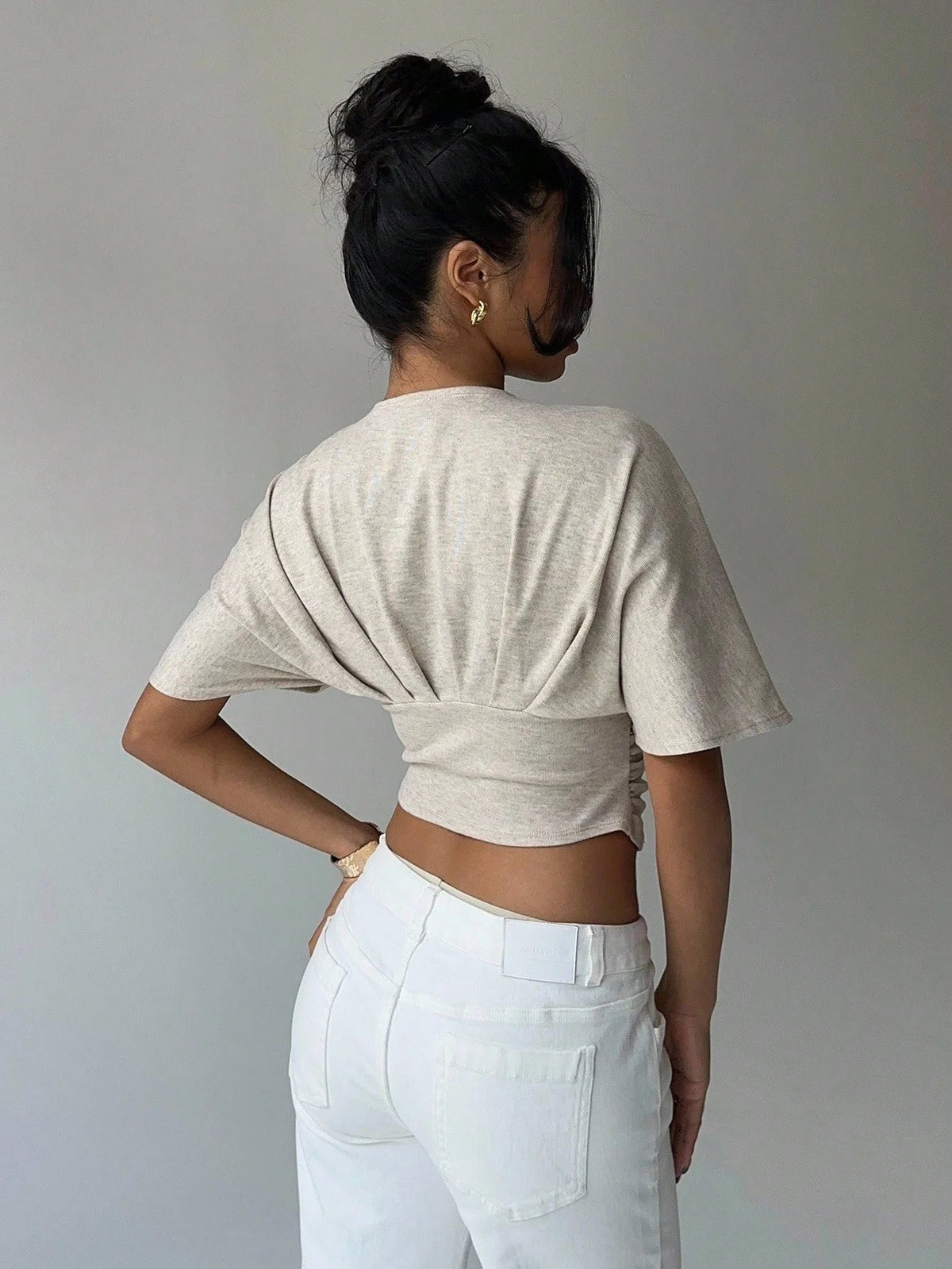 Kendra Plunged Neck Fitted Blouse
