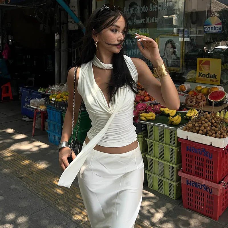 Lydia Neck Tie Up Sleeveless Top