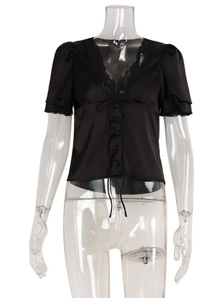 Nathalie Satin Lace Blouse
