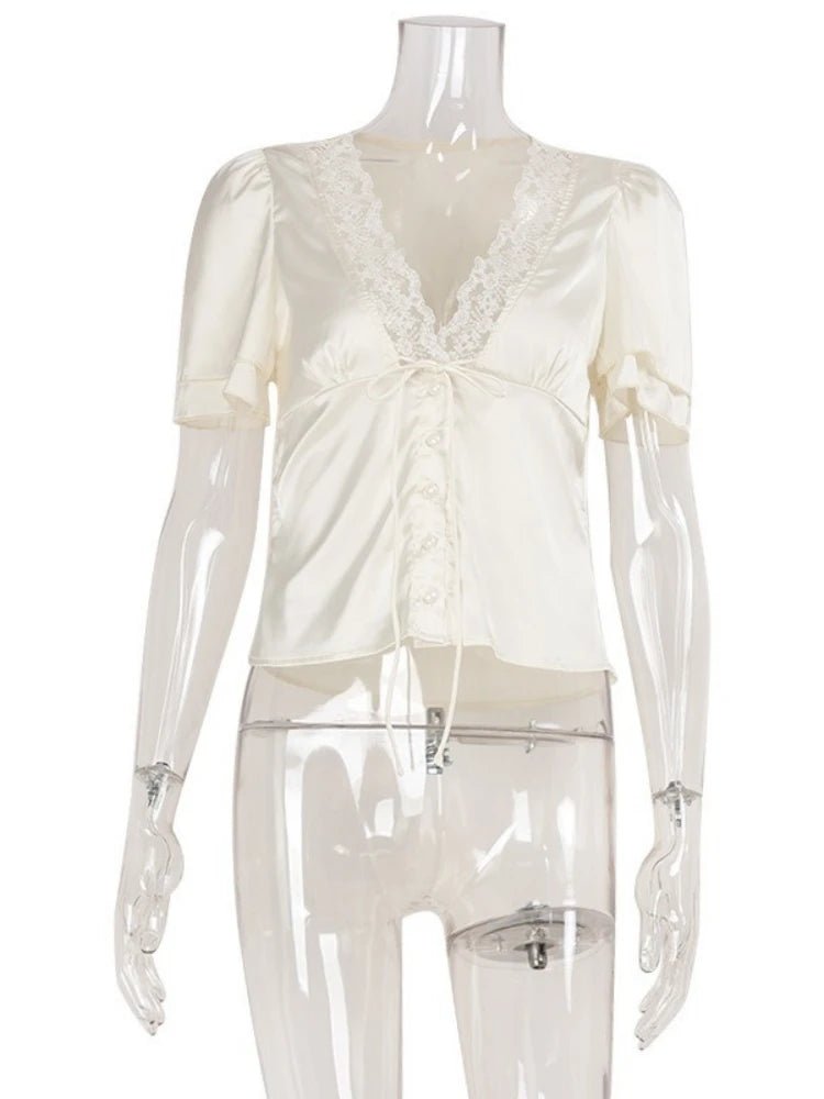 Nathalie Satin Lace Blouse