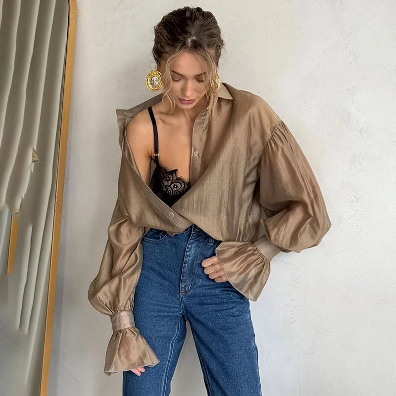 Patricia Long Sleeve Sheer Blouse